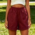 thumbnail image 6 of Womens Cotton Shorts High Waisted Comfy Athletic Solid Shorts with Pockets Loose Fit Daily Shorts, 6 of 6