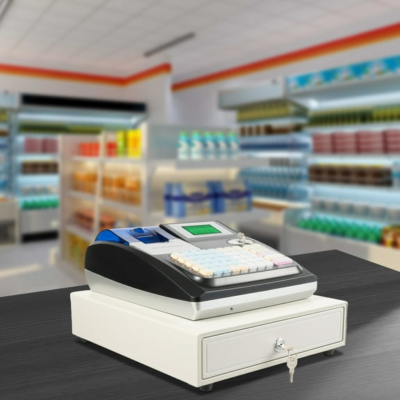 28*33.5*4.5-12cm 100-240V NEW Electronic Cash Register 48 Keys Cash Management System for Supermarkets Shopping Malls Restaurants