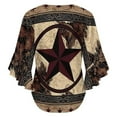 thumbnail image 6 of Western Texas Star On Wood Women's V-Neck Blouse With 3/4 Ruffled Bell Sleeves Casual Top Ladies Blouses, 6 of 7