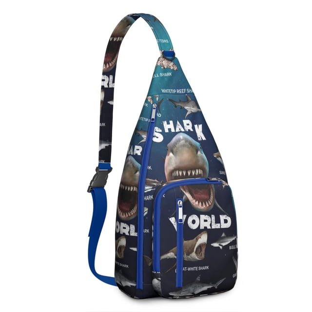 Ocean Predator Print Crossbody Pack - Great White Shark Hunting Pose Design