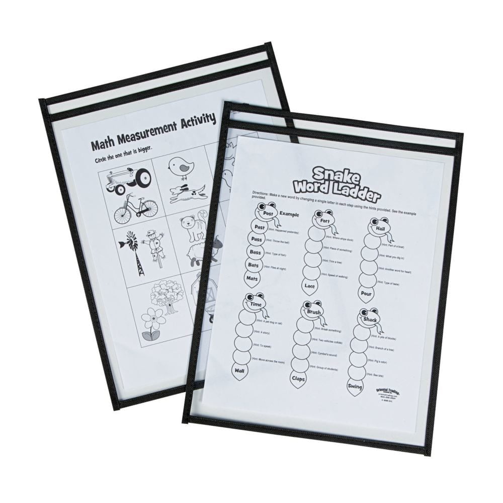 Dry Erase Sleeves-Black - Educational - 12 Pieces