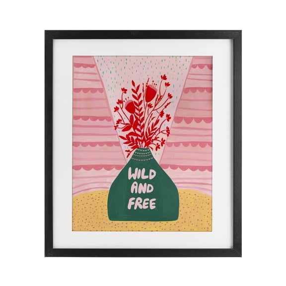 Midcentury Wild And Free Black Framed Print Under Glass, design by Nabeela Rumi