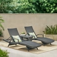 thumbnail image 2 of GDF Studio Olivia Outdoor Wicker 3 Piece Adjustable Chaise Lounge Chat Set, Gray, 2 of 13