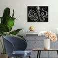 thumbnail image 2 of Acheng Framed Canvas Wall Art for Living Room Octopus Black Background Wall Decor, Ocean Animal Aesthetic Paintings for Bedroom Office Kitchen Bathroom, Ready to Hang Wall Pictures 20x16inch, 2 of 6