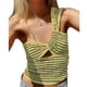 thumbnail image 1 of Camiseta sin mangas de punto con un hombro para niñas, Tops elásticos ajustados a rayas, camisetas sin mangas para citas diarias al aire libre, 1 of 5