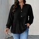thumbnail image 2 of Mujeres Manga Larga Tops Casual Botón de Color Sólido Cuello en V Suéter Blusa de Moda para Primavera Verano, 2 of 7