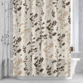 thumbnail image 3 of Farm Brown Khaki Leaves Shower Curtain for Bathroom Decor, Country Style Plant Leaf Retro Linen Waterproof Fabric Shower Curtain, 48"x72" Set with 12 Hooks, 3 of 9