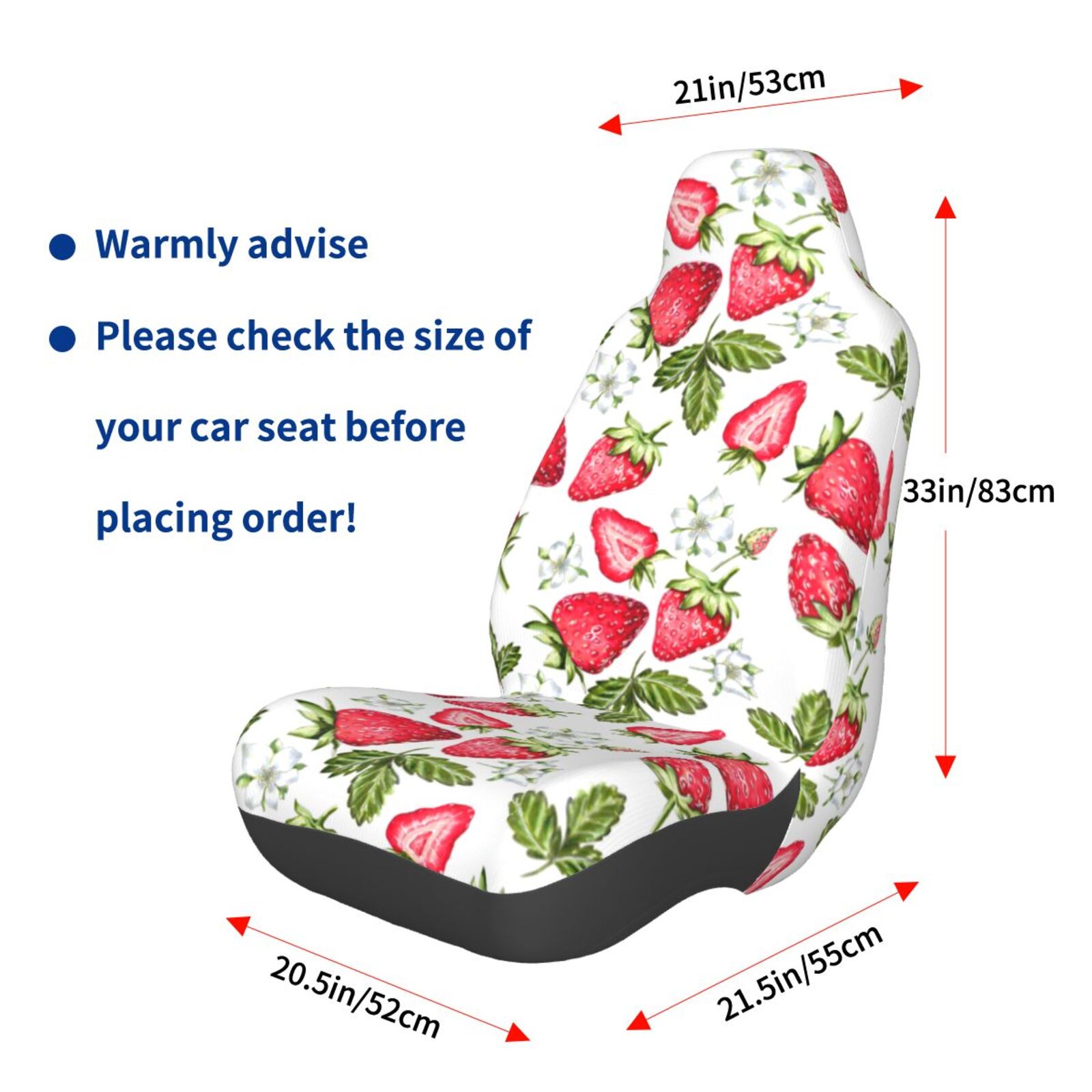 Naloa Strawberry1 Car Seat Covers Universal Front Seat Coves for Car Accessories ,Padded Car Covers for Automotive, SUV, Truck, and Van