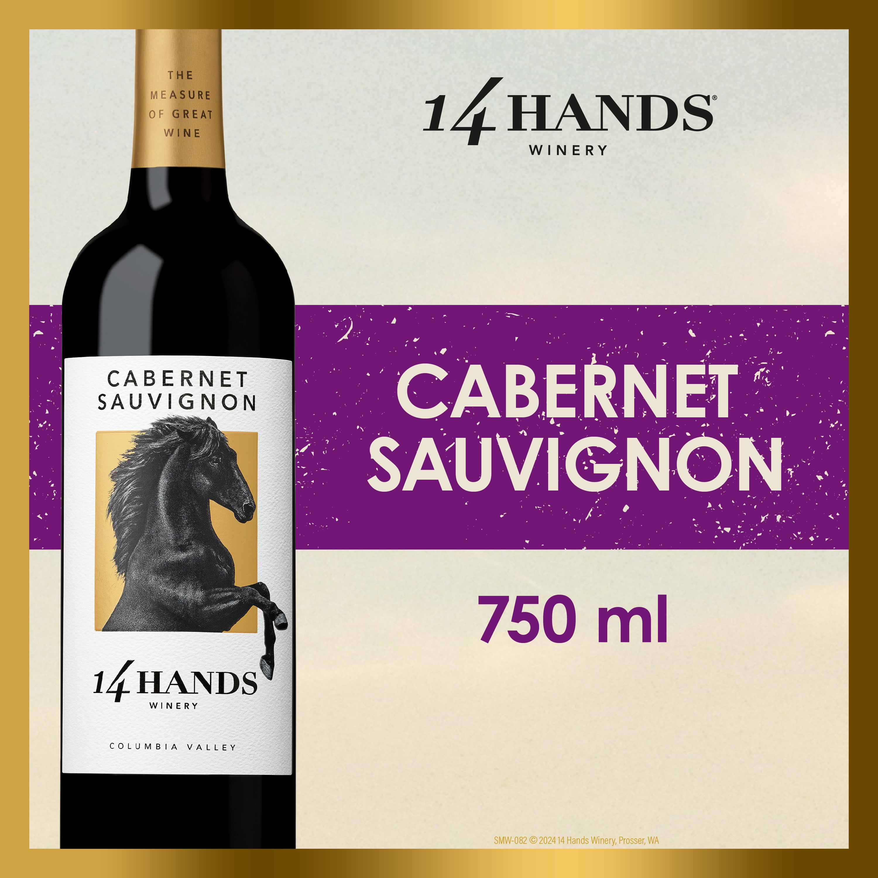 14 Hands Cabernet Sauvignon Washington Red Wine, 750 ml Bottle