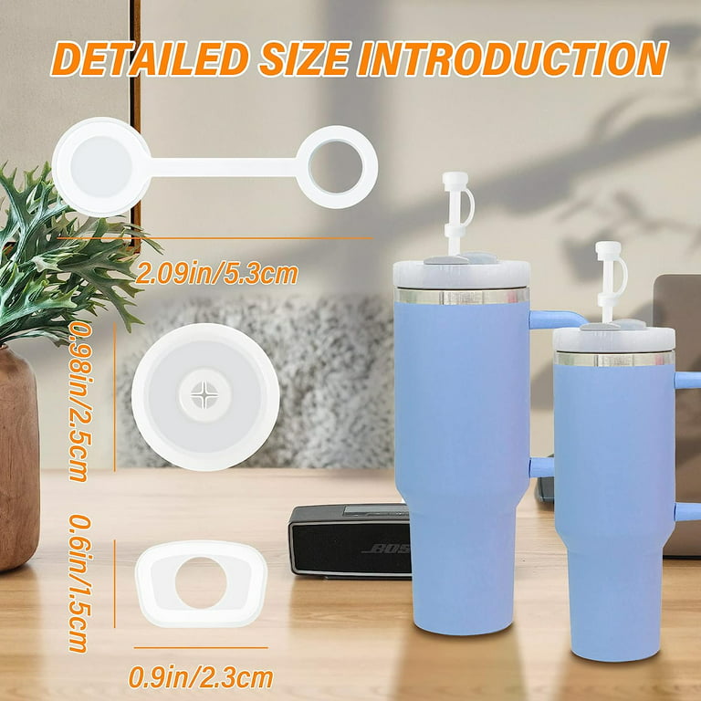 HOMDSG Silicone Spill Stopper Set of 3, Compatible with Stanley Cup 1.0  40oz/ 30oz, Tumbler Accessories, Including 2 Straw Cover Cap, 2 Square  Spill