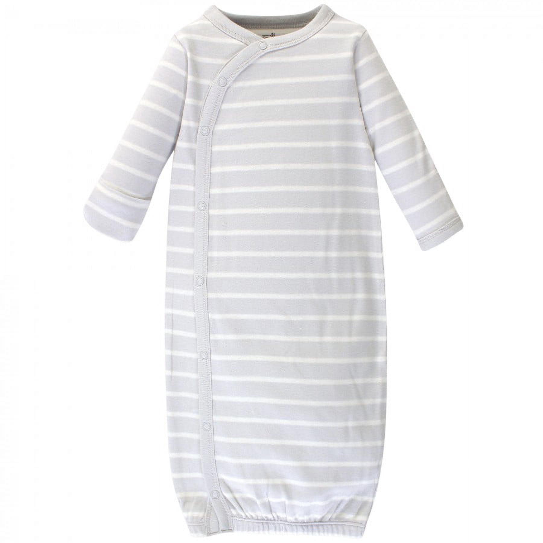 Touched by Nature Baby Boy Organic Cotton Side-Closure Snap Long-Sleeve Gowns 3pk, Boho Fox, Preemie