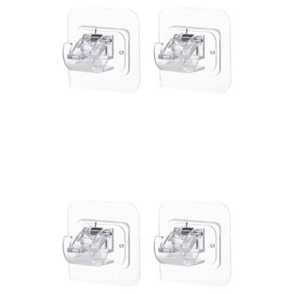 Naiovety Self Adhesive Window Curtain Rod Clip Detachable Clamp Rods Holder Puncture-free Towel Bedroom Nail-free Hanger transparente 2 piezas 2Conjunto