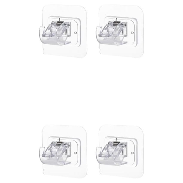 Naiovety Self Adhesive Window Curtain Rod Clip Detachable Clamp Rods Holder Puncture-free Towel Bedroom Nail-free Hanger transparente 2 piezas 2Conjunto