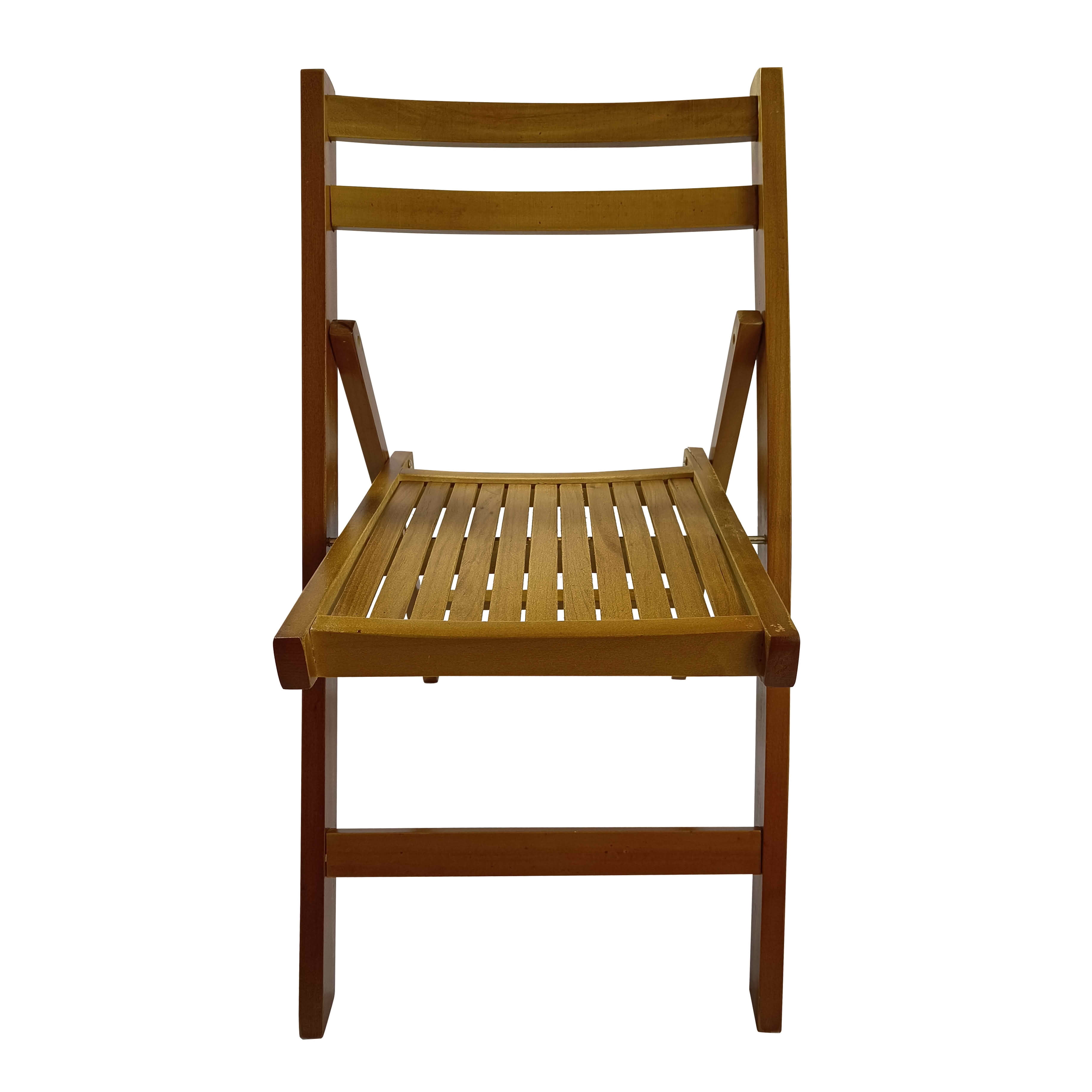 MAYEERTY Set of 4 Honey Solid Wood Slatted Folding Chairs, Portable Foldable Event Dining Chairs for Indoor Outdoor Wedding Kitchen Balcony, Holds 200 LBS