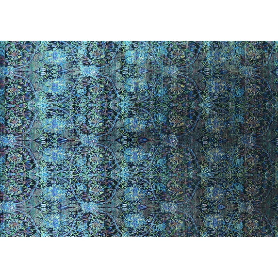 Ahgly Company Indoor Rectangle Oriental Light Blue Industrial Area Rugs, 2' x 5'