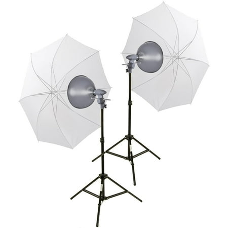 Interfit INT160 EZ Lite Portable Studio Lighting Kit with (2) 500w Tungsten Lamp Heads, (2) Stands & (2) Translucent Umbrellas
