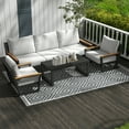 thumbnail image 3 of Aluminum Outdoor Patio Furniture Set 5 Seat, Patio Conversation Set with Durable Mesh Rope Weaving, Wide Armrests and Seats, Metal Sofa Set for Patio Grey, 3 of 7