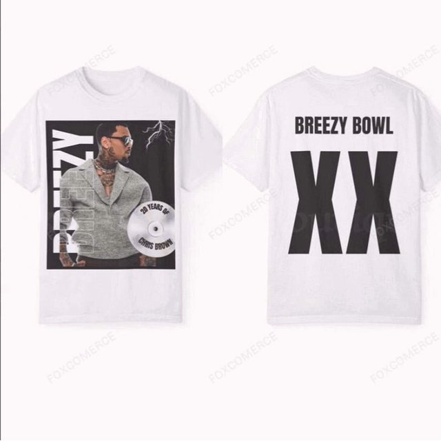 Chris Brown Breezy Bowl XX Tour 2025 Concert Merch R&B Chemise de Musique - comme sur l'Image - m