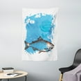 thumbnail image 1 of Sea Food Tapestry, Hand Drawn Sketch with Fish and Fresh Meat Grunge Backdrop, Wall Hanging for Bedroom Living Room Dorm Decor, 40W X 60L Inches, Deep Sky Blue White Dark Rosewood, by Ambesonne, 1 of 2