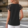 thumbnail image 5 of Only Moment Petite Short Sleeve Polyester,Spandex,cotton V Neck Women's Short Sleeve Tops Lightweight Casual Pullover Tops Black,L, 5 of 7