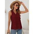thumbnail image 2 of SHOWMALL Women's Tank Tops Casual Lace Trim Embroidered Hollow Out Full Liner V Neck Summer Sleeveless Shirts, Wine Red, Size Medium, 2 of 7