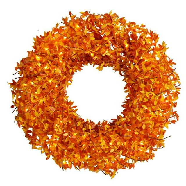 Nearly Natural W1297 Couronne Pré-Éclairée d'Automne 24 Po avec 100 Micro Points LED lightss