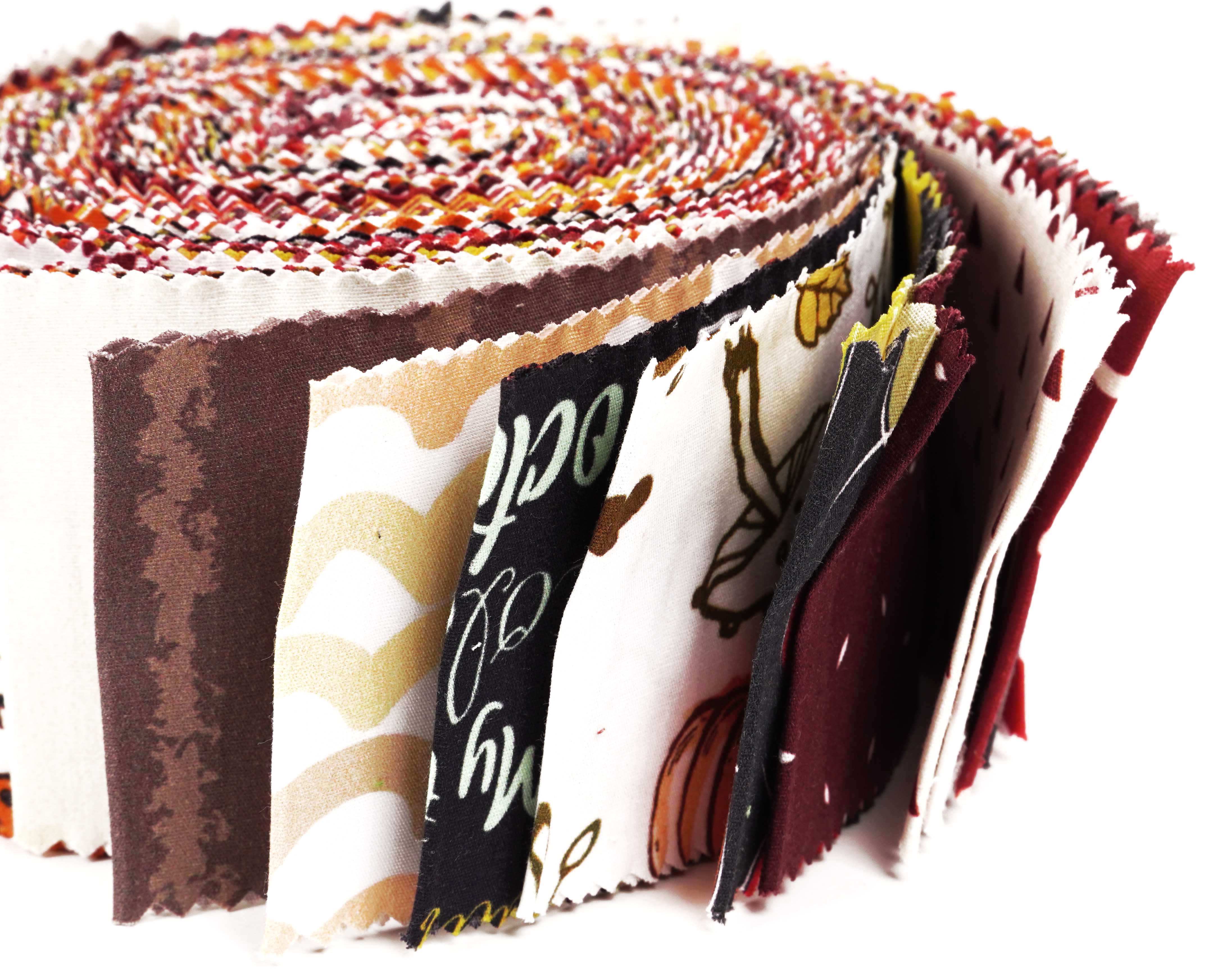 Soimoi 40Pcs Autumn Fall Theme Print Cotton Precut Fabrics For Quilting Craft Strips 2.5x42inches Jelly Roll - Multicolor