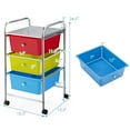 thumbnail image 4 of Costway 3-Drawer Cart Storage Bin Organizer Rolling w/Plastic Drawers Multicolor, 4 of 10
