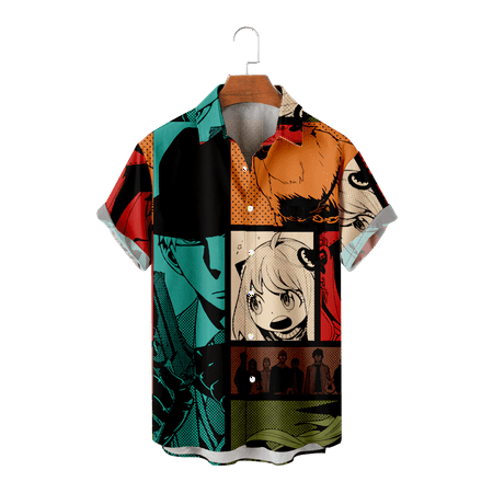 

SPY x FAMILY Men Dad Button Up Shirt with Breast Pocket Basic Clothing for Teen and Adult