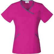 Women's Fashion Essentials Mock Wrap Scrub Top With Contrast Binding