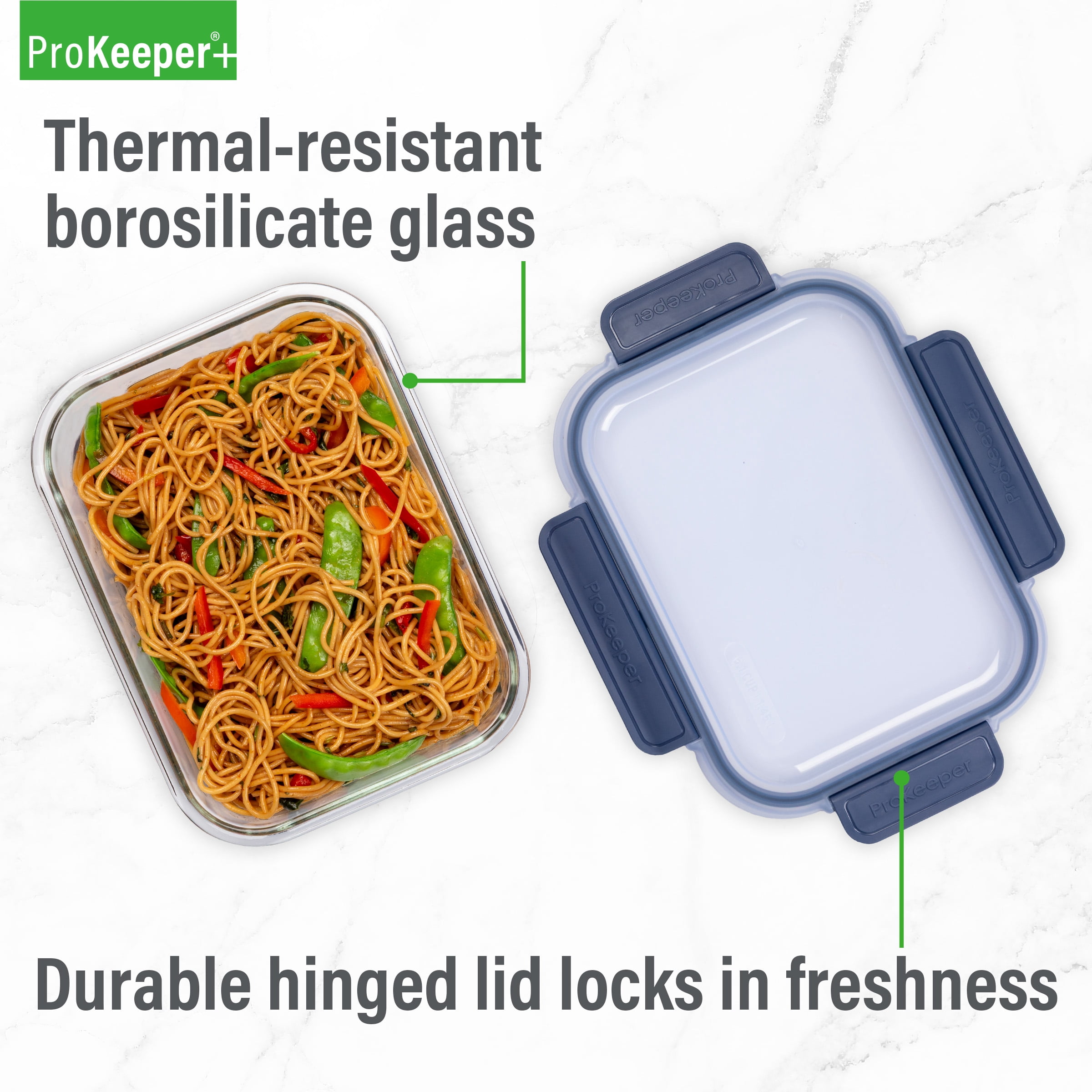 (6 pack) ProKeeper+ 6.1 Cup Glass Food Storage Container with Airtight Silicone Lid