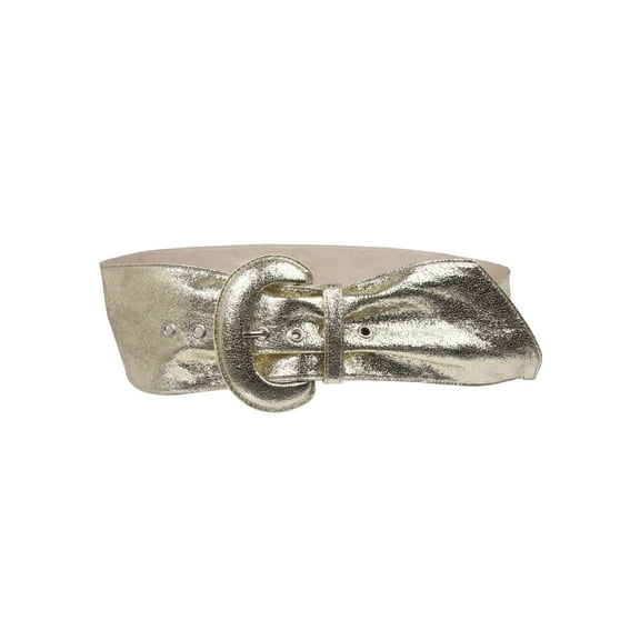 Women's Wide High Waist Metallic Crack Print Tapered Sash Belt