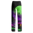 thumbnail image 5 of LNZGNM Cozy Autumn Womens Halloween Pumpkin Pants Pumpkin Face Print Sleep Time Loose Fit Elastic Waist Spooky Season Pajama Pants, (L), 5 of 5