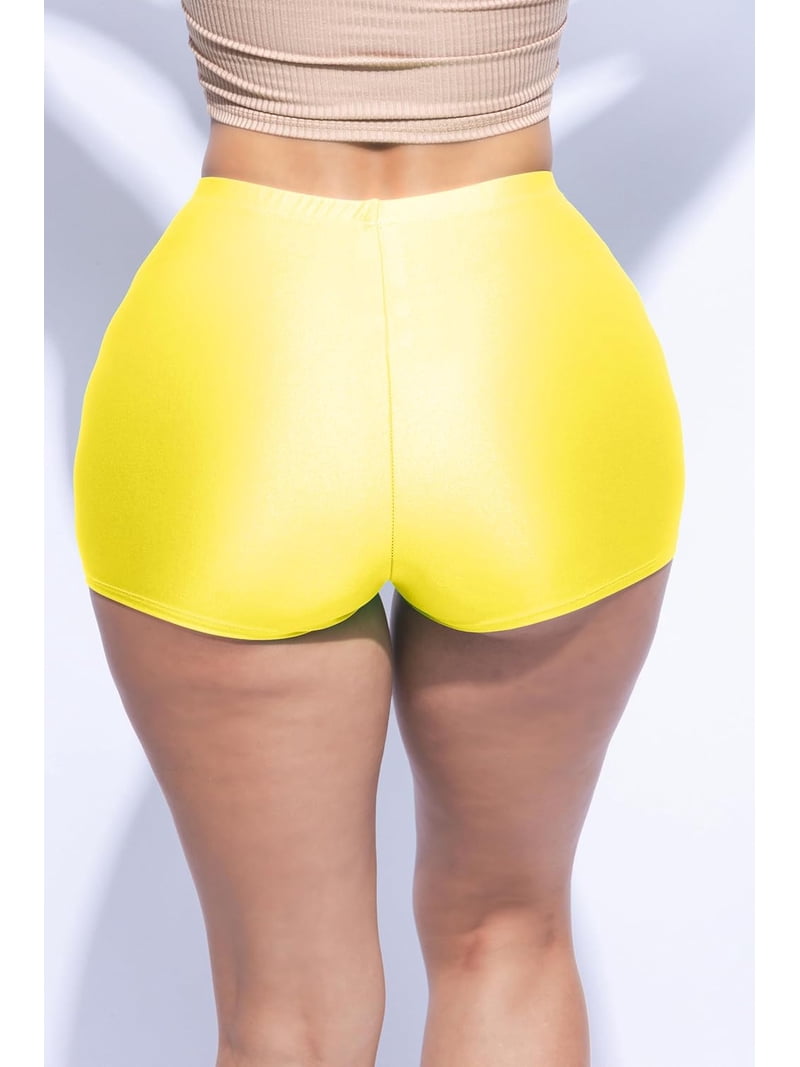 Shiny High Waist Hotpants - Stretchy Disco Party Shorts For Rave, Dance, 80s & 90s Theme Costumes (Neon, Wet Look) 11 thumbnail image