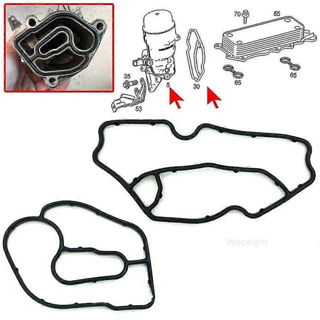 Wooeight 2Pcs Black Rubber Oil Filter Housing Gasket Fit for Mercedes Benz ML320 ML350 R320 Dodge Sprinter 6421840080 6421801410~50494