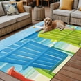 thumbnail image 2 of Fsddascl Summer Beach Outdoor Rug for Patio/Deck/Porch, Non-Slip Large Area Rug 4 x 6 Ft, Retro Blue Green Coast Waves Oil Painting Indoor Outdoor Rugs Washable Area Rugs, Camping Rug Carpet, 2 of 5
