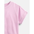 thumbnail image 3 of Wonder Nation Girls' Ribbed Knit Top with Short Sleeves, Sizes 4-18 & Plus, 3 of 3