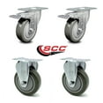thumbnail image 2 of 4 Inch Gray Polyurethane Swivel Top Plate Caster Set 2 Lock Brakes 2 Rigid SCC, 2 of 2
