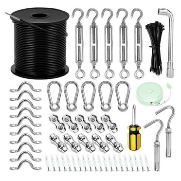 String Light Hanging Kit,Outdoor Wire, Kit,200FT Coated Stainless Steel 304 Cord Cable