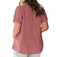 thumbnail image 7 of Babcutegg Womens Cotton Linen Shirts Summer Light Crew Neck Basic Tops Breathable Loose Fit Summer Spring Tee for Women Pink Size S, 7 of 7