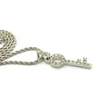 thumbnail image 4 of Stone Stud Lever Lock Key Micro Pendant w/2mm 24" Rope Chain Necklace, Silver-Tone, 4 of 4