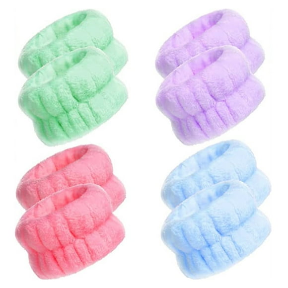 Vogacara Paquete de 8 muñequeras de felpa elásticas para de Spa, muñequeras para maquillaje facial, diadema para el hogar y el Hotel, banda para Protección de la piel Vogacara CE014339-00