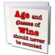 3dRose, Age And Glasses Of Wine Should Never Be Counted Red, 6 Greeting Cards with envelopes