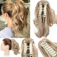 thumbnail image 3 of SEGO Short Claw Ponytail Hair Extension Synthetic Curly Real Hair Piece Cute Clip in Hair Extensions Black/Blonde Color, 3 of 10