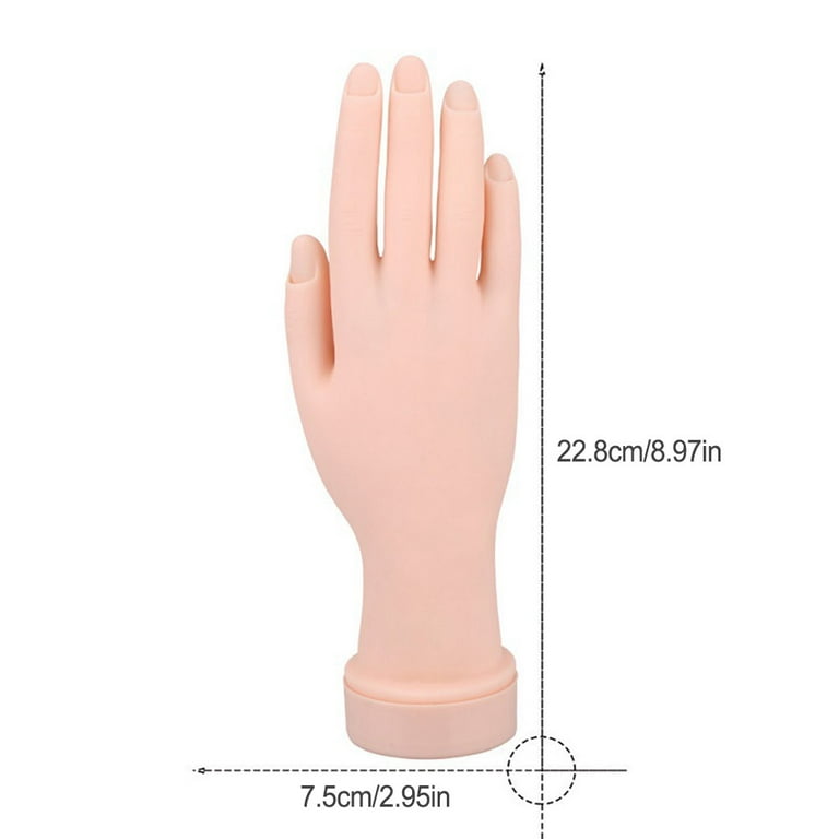TureClos PVC Rubber Prosthetic Hand Adjustable Reusable Practice Hand  Bendable Nail Art Training Convenient Fake Hand Teaching Salon Drawing 