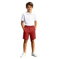 thumbnail image 6 of Boys School Uniform Shorts Elastic Waist Chino Shorts Classic Wedding Daily Shorts Red, 6 of 8