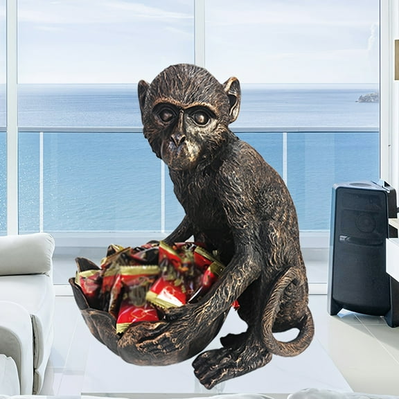Vintage-Style Resin Monkey Bowl – Colorful Candy Dish for Home, Kitchen, or Office. Playful Tabletop Decor, Ideal for Halloween & Autumn. Detailed Craftsmanship.