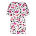 thumbnail image 4 of QLEICOM Women Plus Size Summer Pleated Ruffle Short Sleeve T-Shirt Loose Casual V-Neck Gradient Color Blouse T-shirt Tops Pink 5XL, US Size:18, 4 of 4