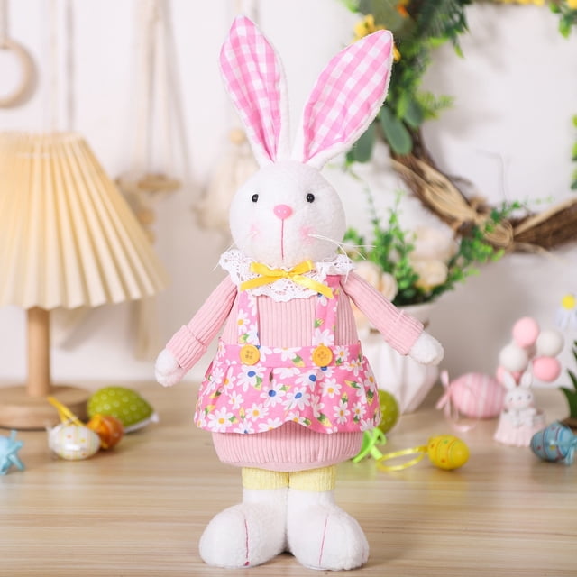 Adorno de conejito de Pascua | Adorable y suave tela decorativa | Decoración para mesa, estantería o alféizar de ventana para decorar el hogar en Navidad