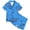 Blue, variant on JIAYUE Girls Pajamas Two Piece Sets Cute Pattern Print Notched Collar Short Sleeve Tops And Elastic Waist Shorts Sleepwear For Cozy Summer Indoor Lightweight Night Soft Homewear,4-5 Years